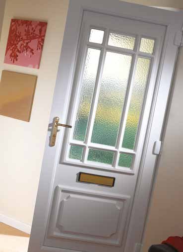 White UPVC door panel with Georgian-bar multi-pane glazing