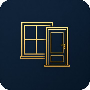 UPVC casement window and panelled door line icon